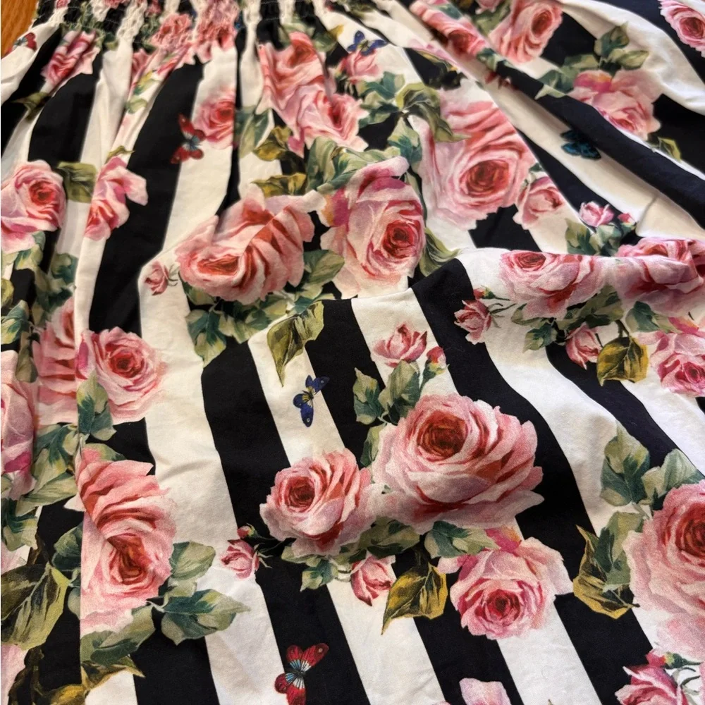 Dolce & Gabbana Black and Pink Floral Kids Dress - Picture 3 of 6